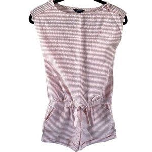 Nautica Girl’s Pink & White Striped Romper, NWT